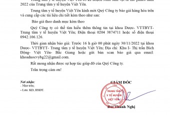 THƯ MỜI BÁO GIÁ