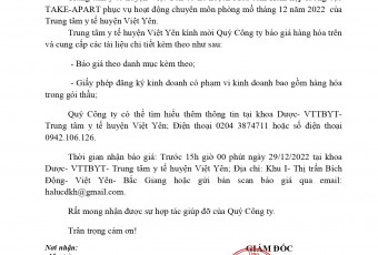 THƯ MỜI BÁO GIÁ (Hàm kẹp lưỡng cực)