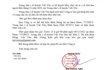 THƯ MỜI BÁO GIÁ