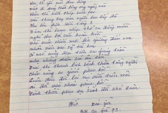 Bài thơ "Cảm nhận" từ "cụ già 73" điều trị tại Khoa Phục hồi chức năng gửi tới các cán bộ y tế