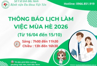 Thông báo lịch làm việc mùa hè 2026