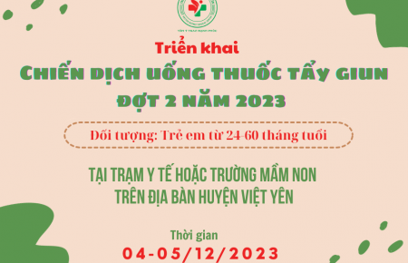 Việt Yên triển khai chiến dịch uống thuốc tẩy giun đợt 2.2023