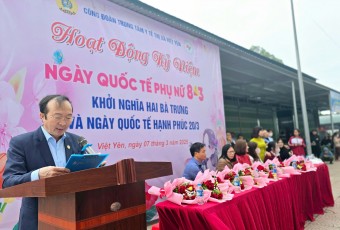 TTYT VIỆT YÊN TƯNG BỪNG TỔ CHỨC CÁC HOẠT ĐỘNG CHÀO MỪNG KỶ NIỆM 115 NĂM NGÀY QUỐC TẾ PHỤ NỮ