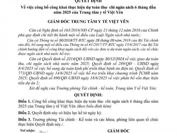 Công khai dự toán thu-chi 6 tháng đầu năm 2025