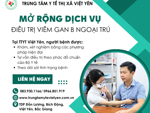 Trung tâm Y tế thị xã Việt Yên mở rộng dịch vụ điều trị viêm gan B ngoại trú