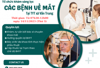 Tổ chức khám sàng lọc các bệnh về mắt tại xã Vân Trung