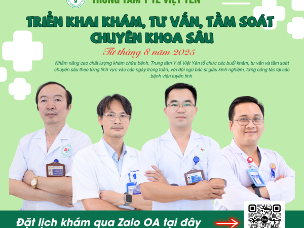 Thông báo khám chuyên khoa sâu từ tháng 8/2025