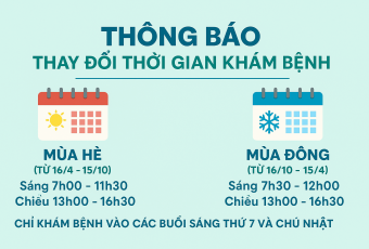 THÔNG BÁO VỀ VIỆC THAY ĐỔI THỜI GIAN KHÁM BỆNH