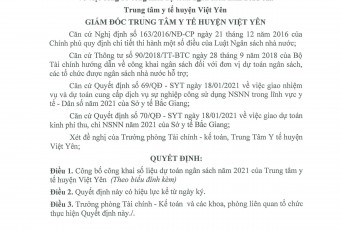 Kết quả đánh giá bộ tiêu chí an toàn phòng chống covid-19 của TTYT Việt Yên: Đạt 118/150 điểm, Bệnh viện An toàn